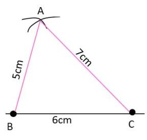 Steps to Construct a Triangle of SSS Criterion of NCERT Chapter Practical Geometry